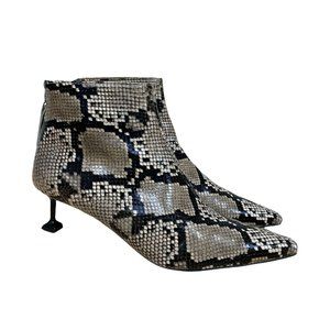 Snakeskin Embossed Heeled Boots